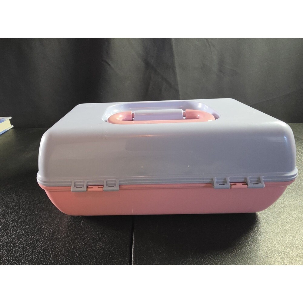 Caboodles Pink Gray Makeup Train Case Organizer Mirror Cosmetic Storage Box - Picture 4 of 7